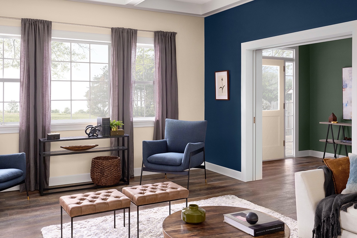 Living room with accent wall