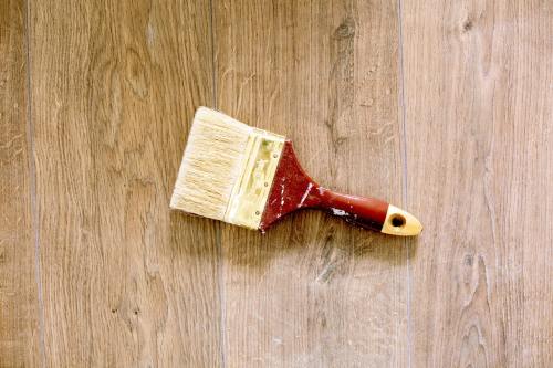 Used paintbrush on wood floor