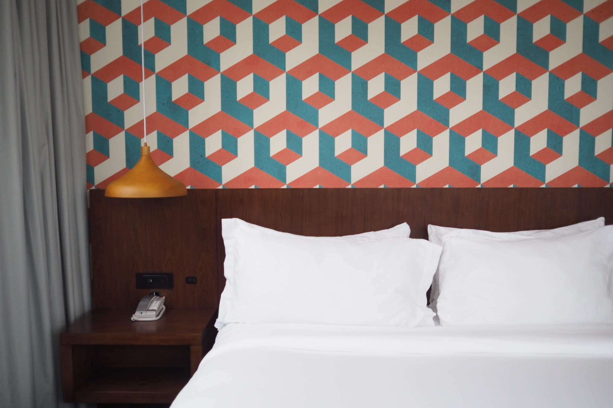 graphic wall in bedroom