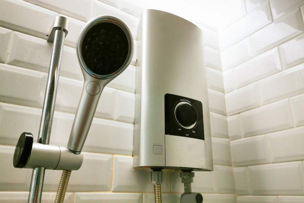 electric tankless water heater in shower