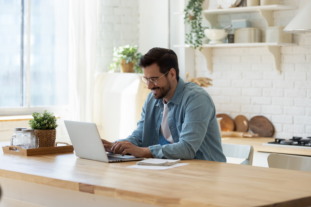 man working on computer