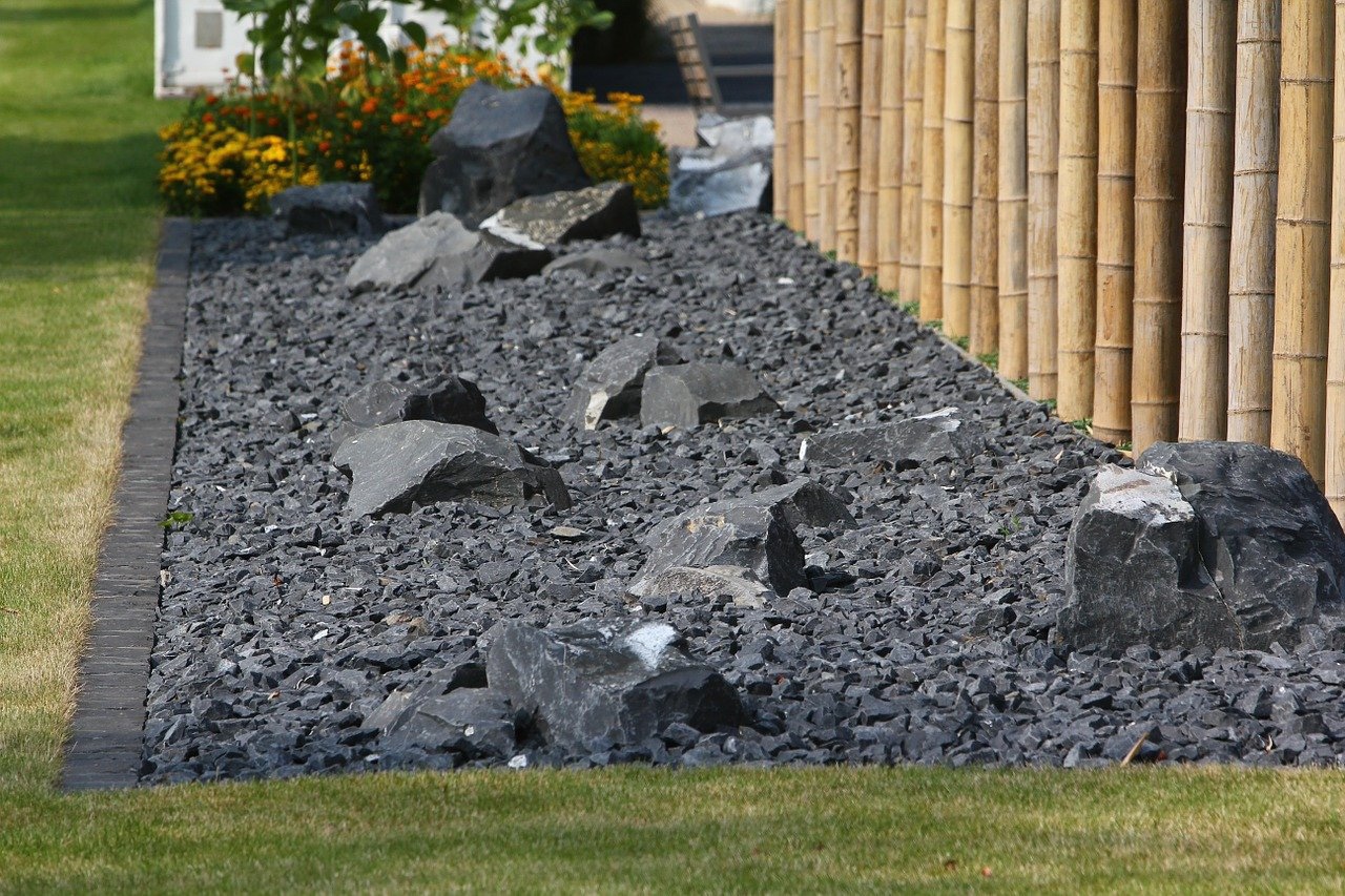 stone garden against wall