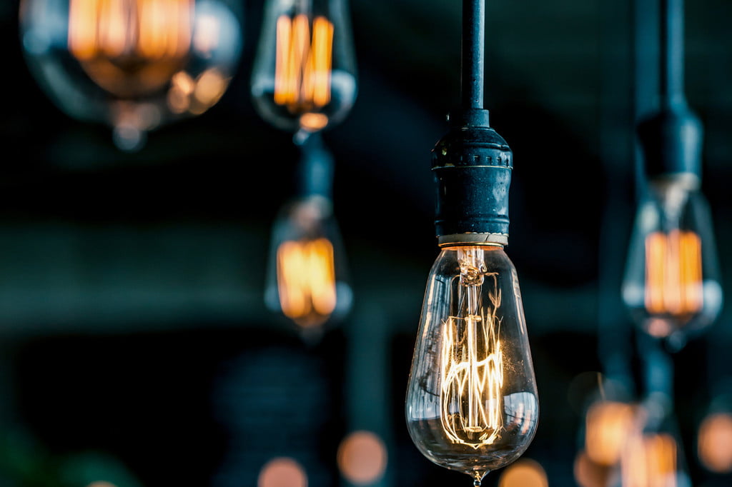 vintage string edison light bulb close up