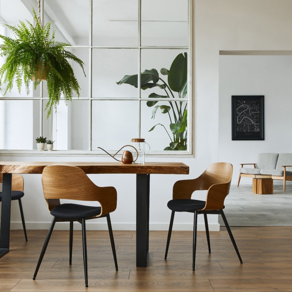 Dining room with mirror