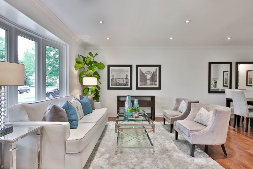 staged neutral living room