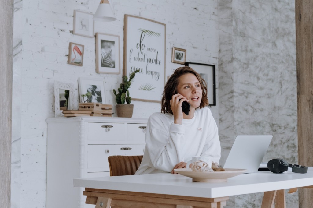 woman in home office