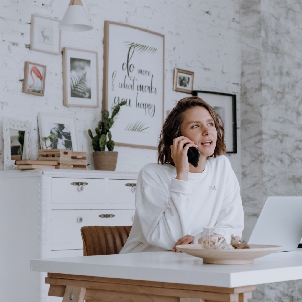 woman in home office