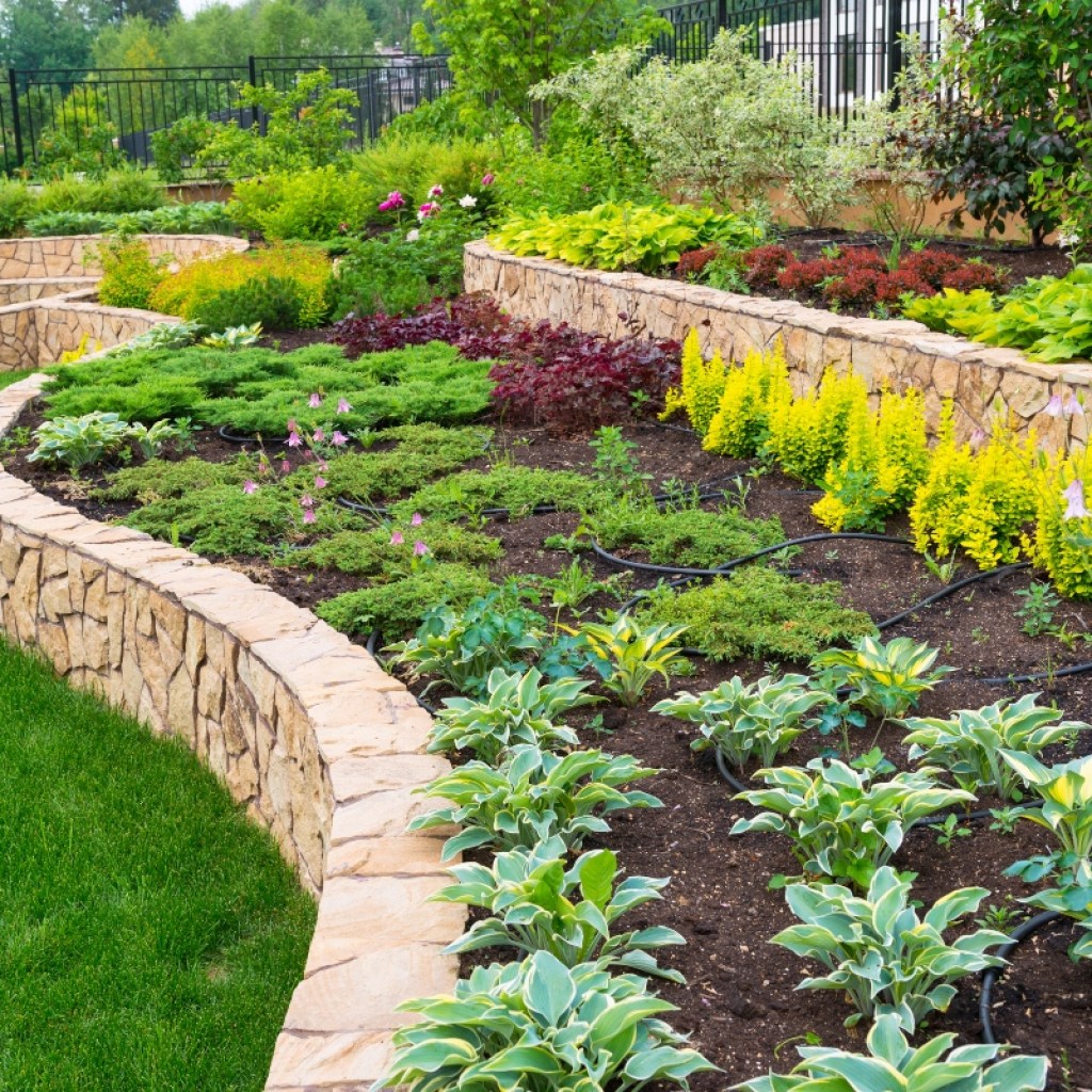 landscaping stacked flower beds