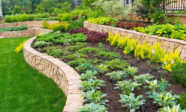 Landscaping stacked flower beds