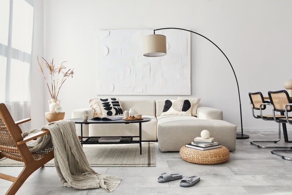 living room with modular sofa