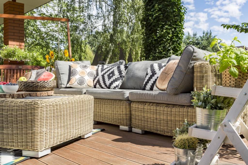 outdoor furniture on a deck