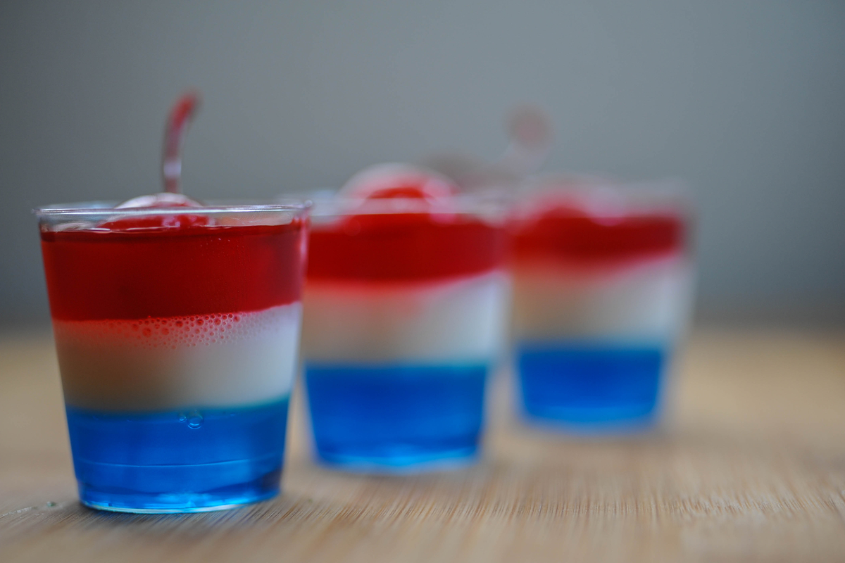 Patriotic color jello shots