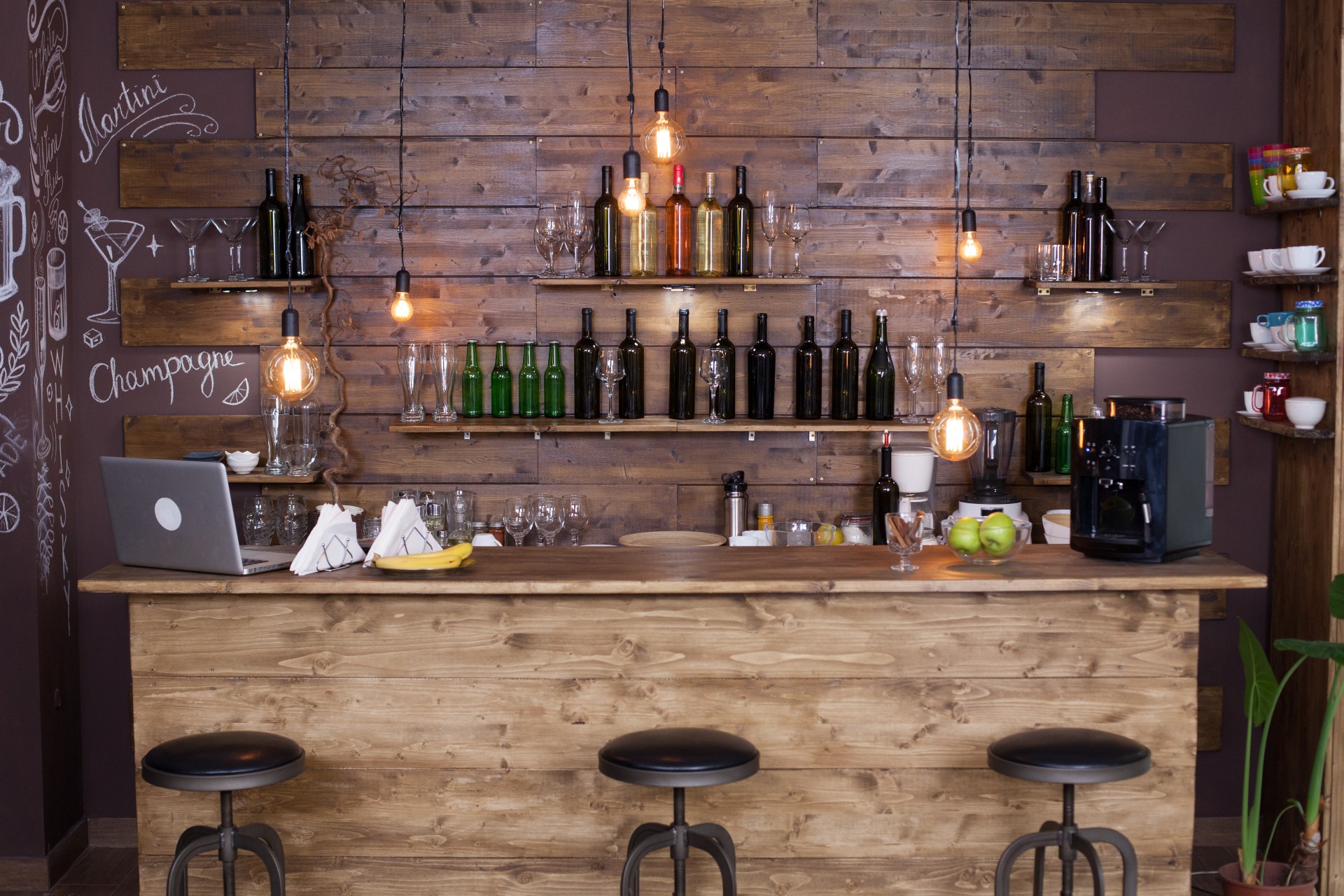Rustic wood bar