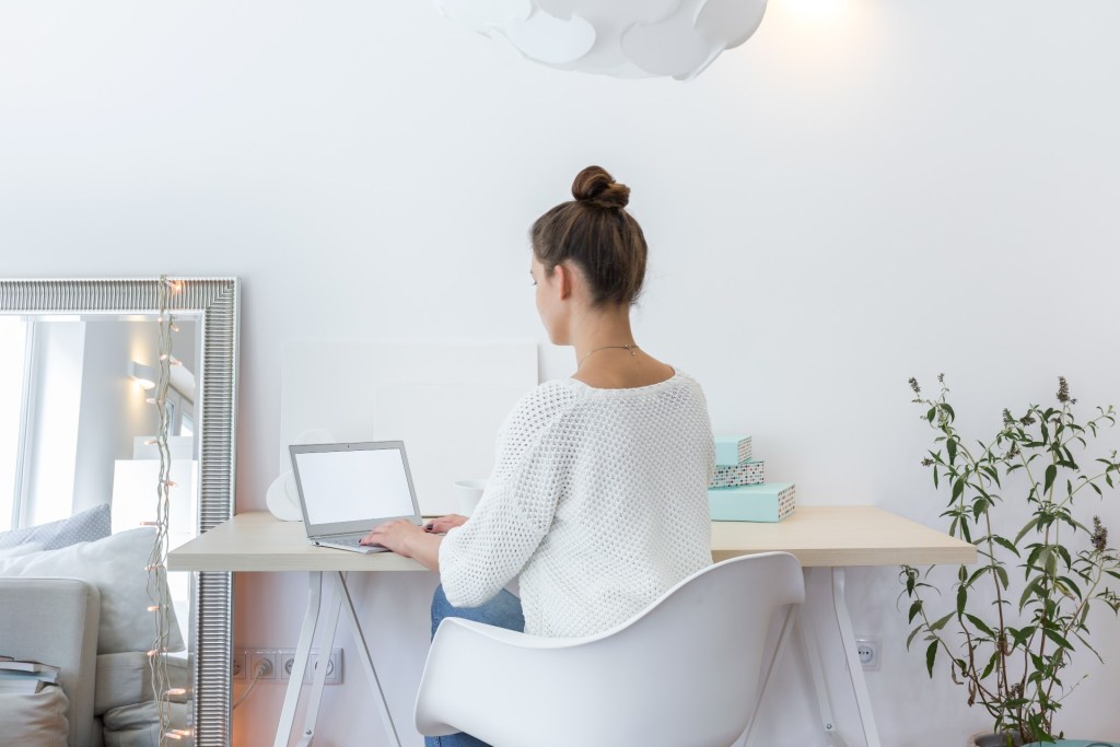 woman working in home office