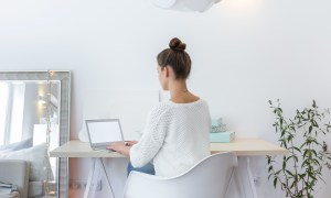 woman working in home office