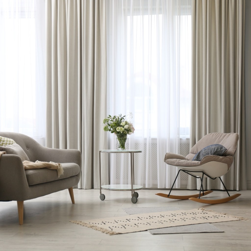 Curtains in large living room