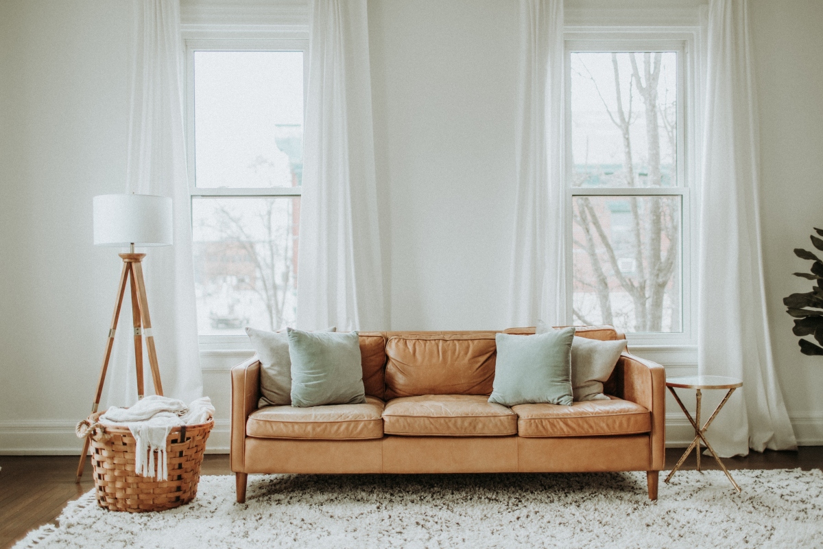 leather couch in living room