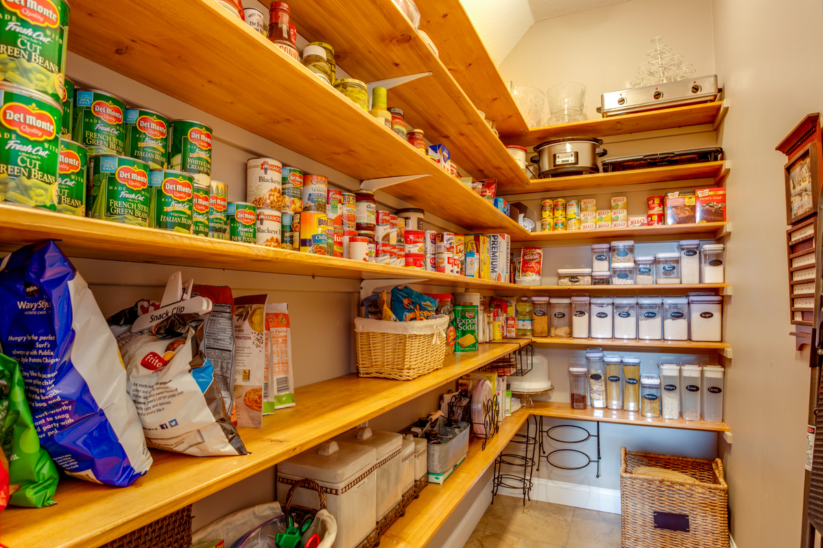 Organized pantry with cans and spices