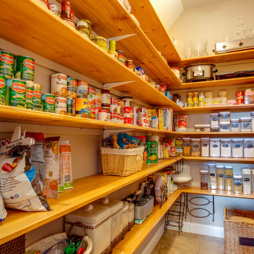 Organized pantry with cans and spices