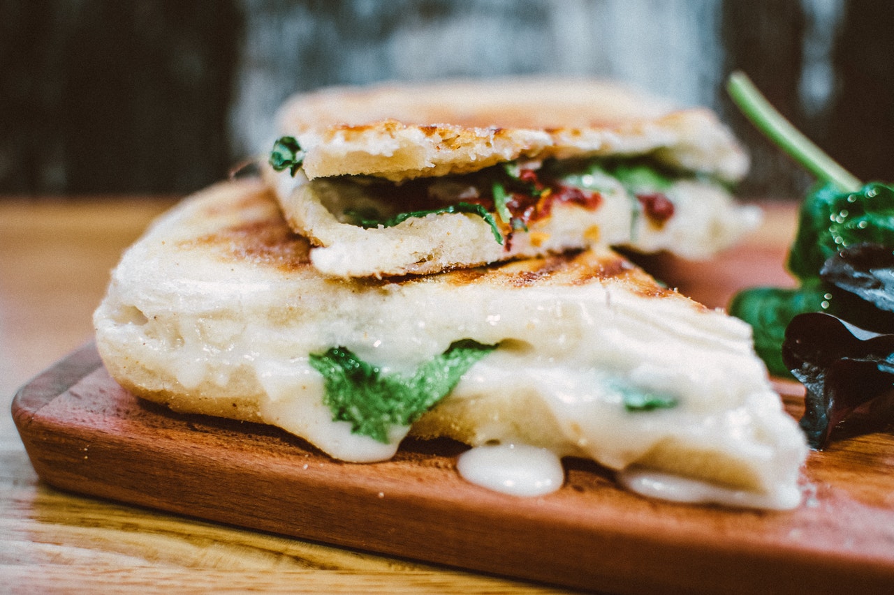panini with cheese and spinach