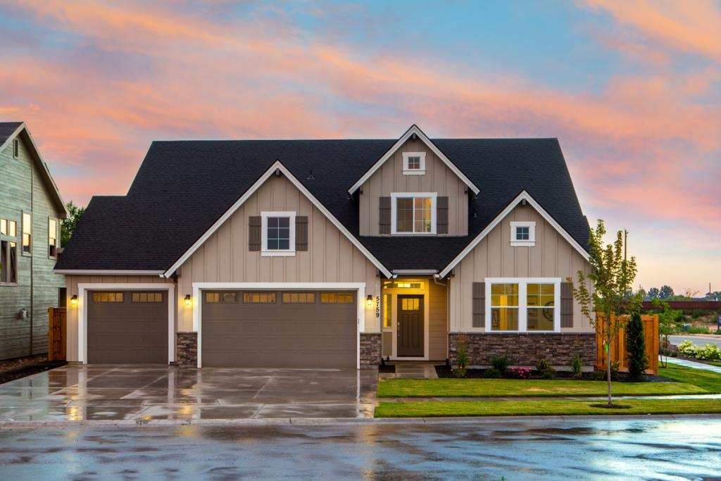 two story house with a double garage