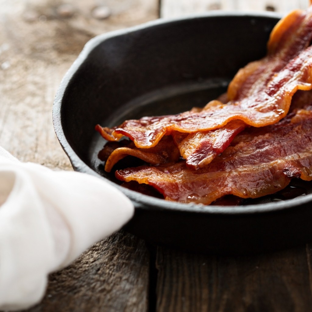 crispy bacon in a non stick pan