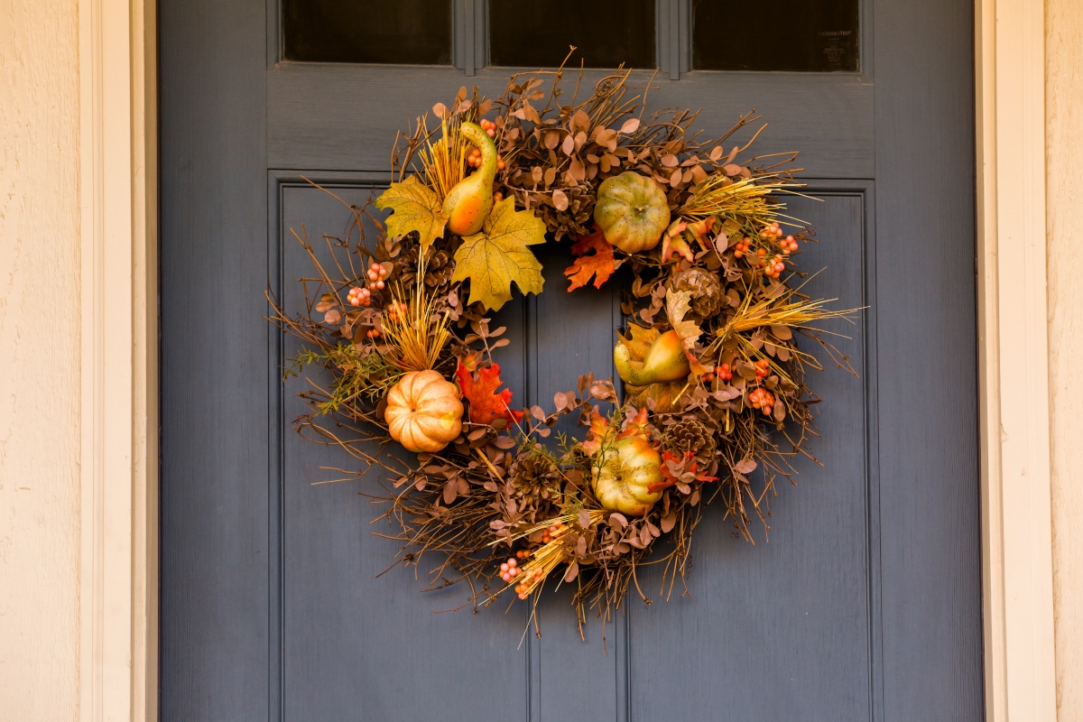 fall wreath on front door