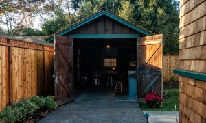 detatched garage with open doors