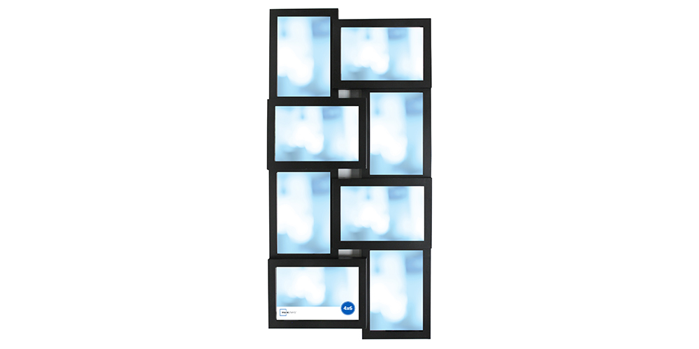 Mainstays 8-Opening 4x 6 Linear Black Collage Frame on a white background.