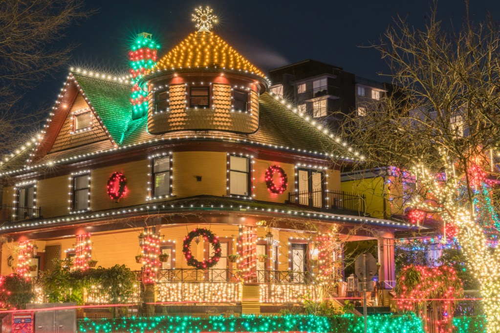 outdoor christmas lights display on house