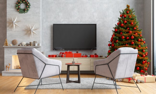 Modern Christmas decorations in a living room