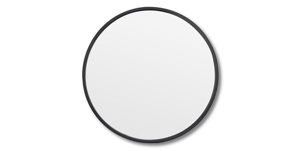 Narrow Frame-18-Inch Round Mirror on a white background.