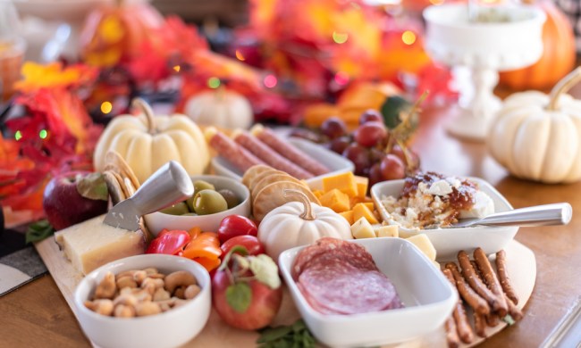 Thanksgiving table with cracker spread