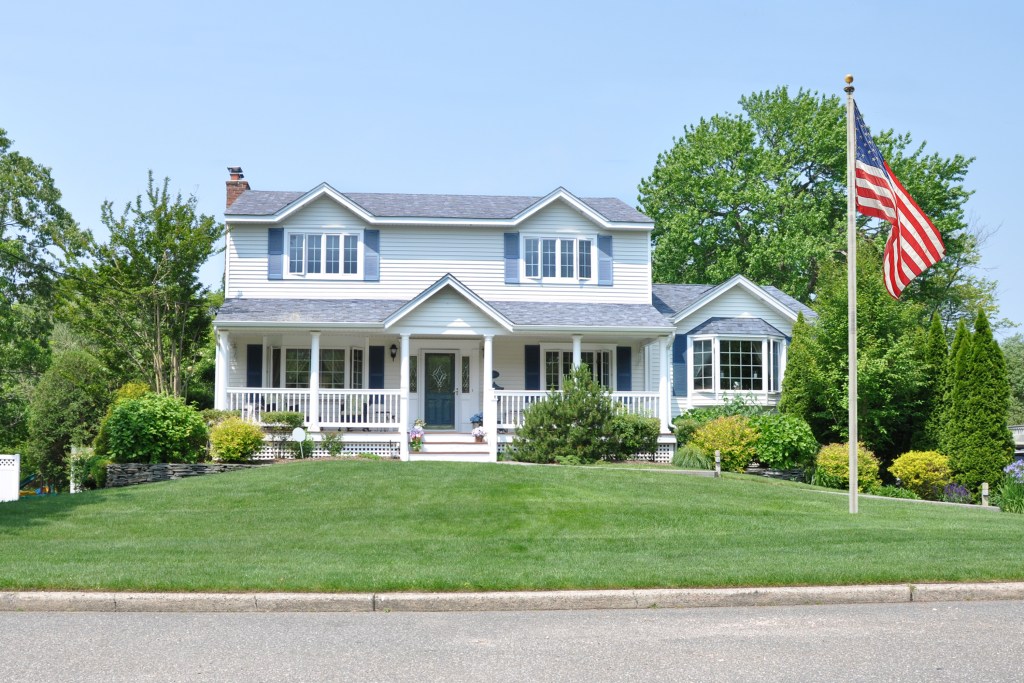 White two-story house exterior