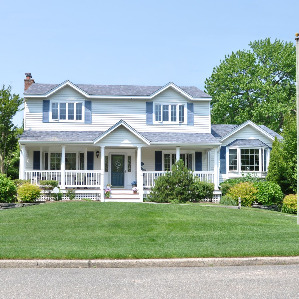 White two-story house exterior
