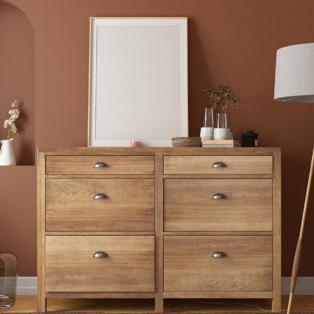 Room with brown walls.