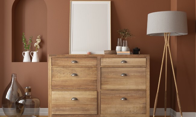 Room with brown walls.