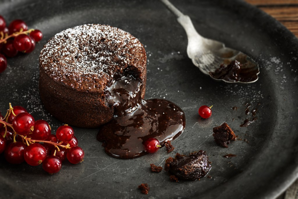 Chocolate lava cake with cranberries