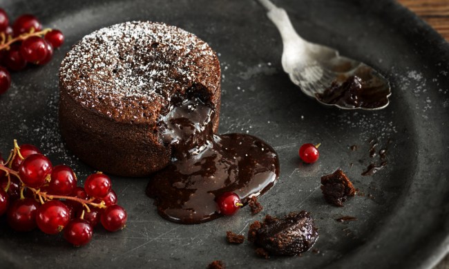 Chocolate lava cake with cranberries
