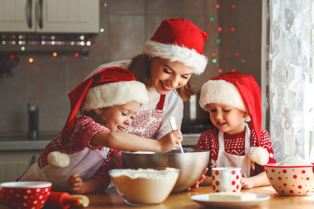 Family baking Christmas cookies