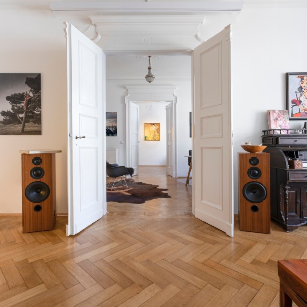 herringbone style wood floor in a living space