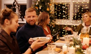 family eating Christmas dinner