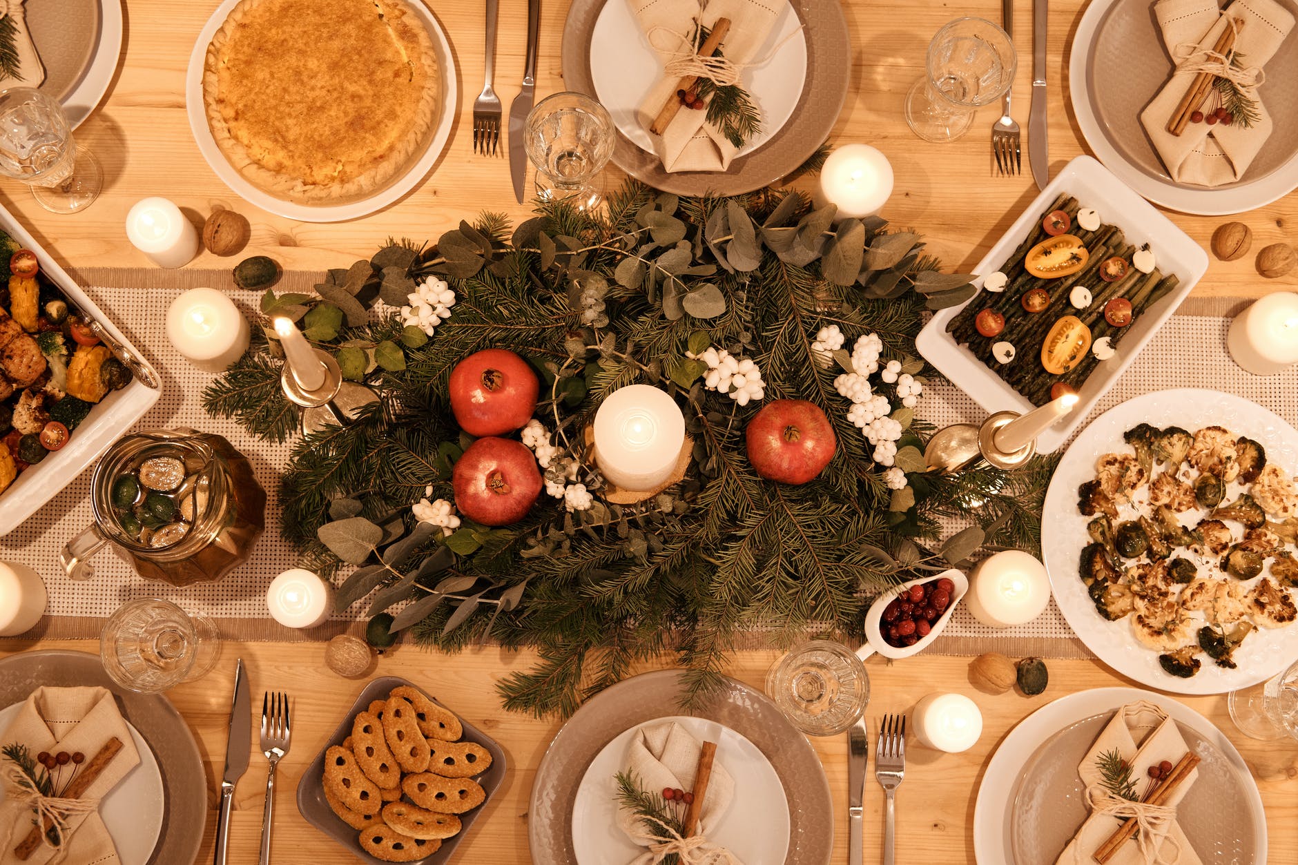table with Christmas dinner
