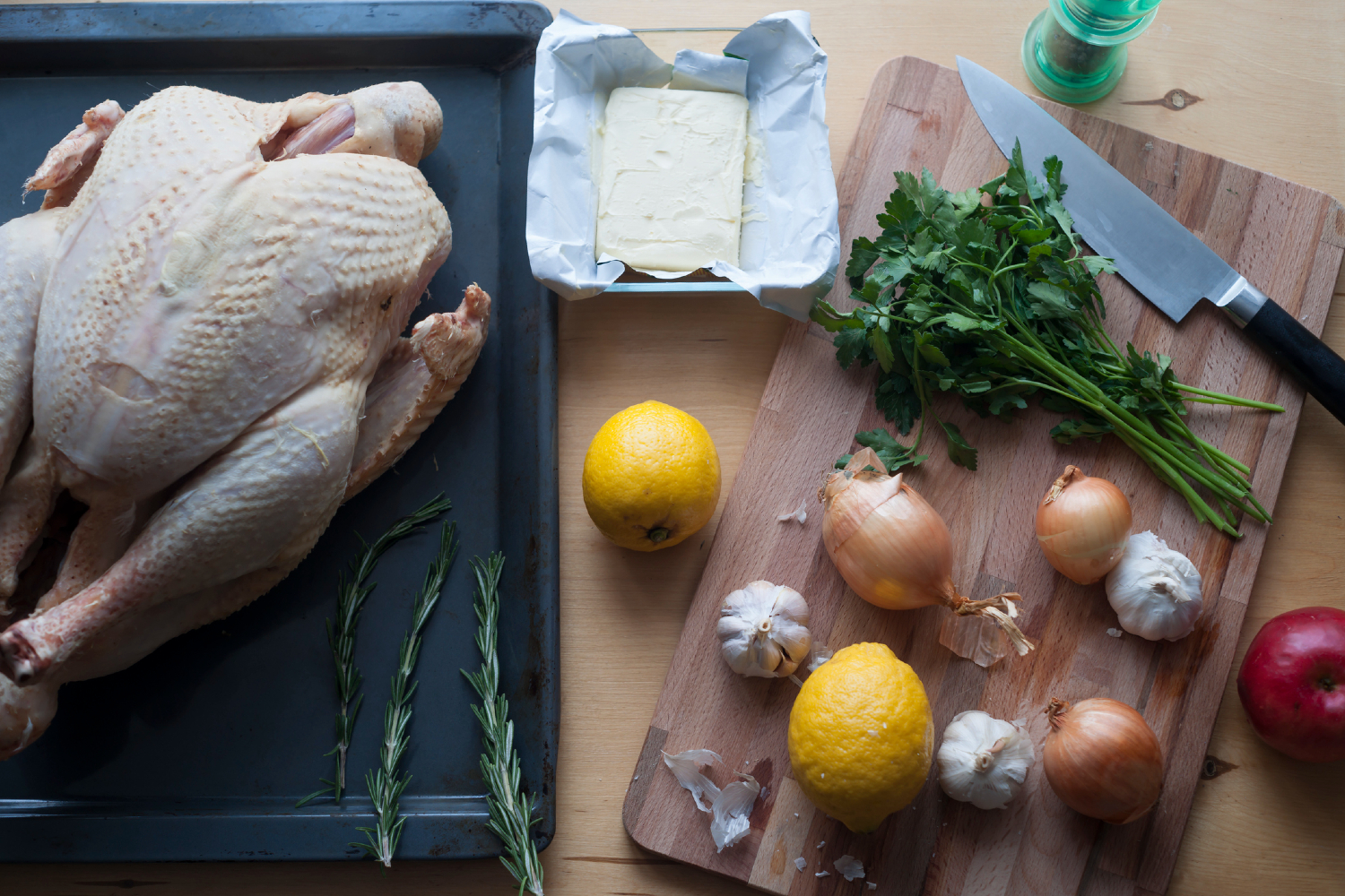 Thanksgiving dinner ingredients.