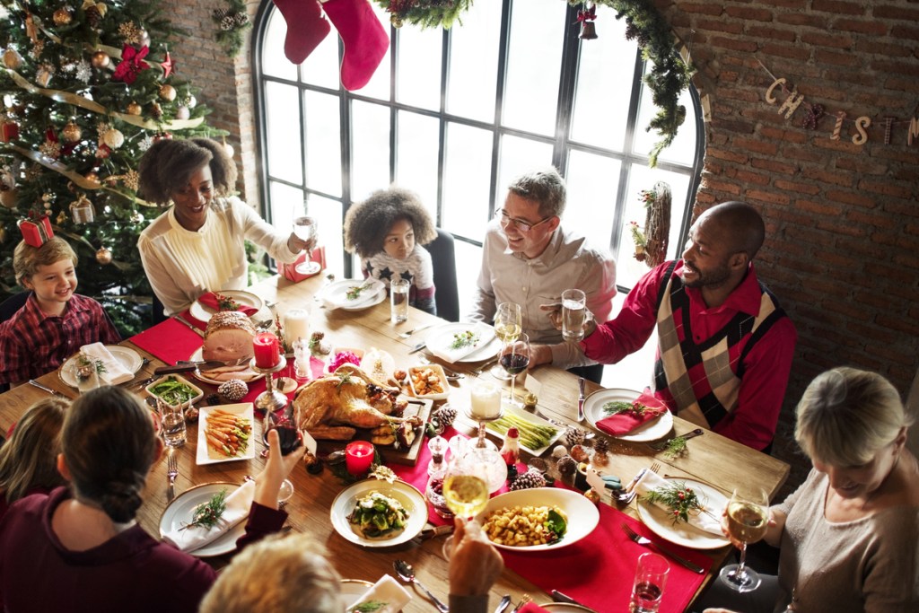 Group of people gathered for the Christmas holiday