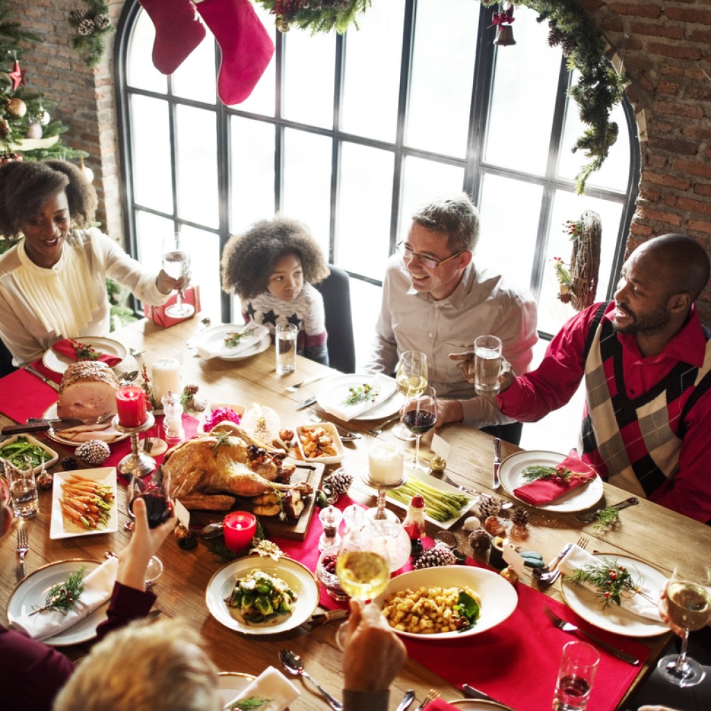 Group of people gathered for the Christmas holiday