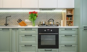 Sage green kitchen cabinets