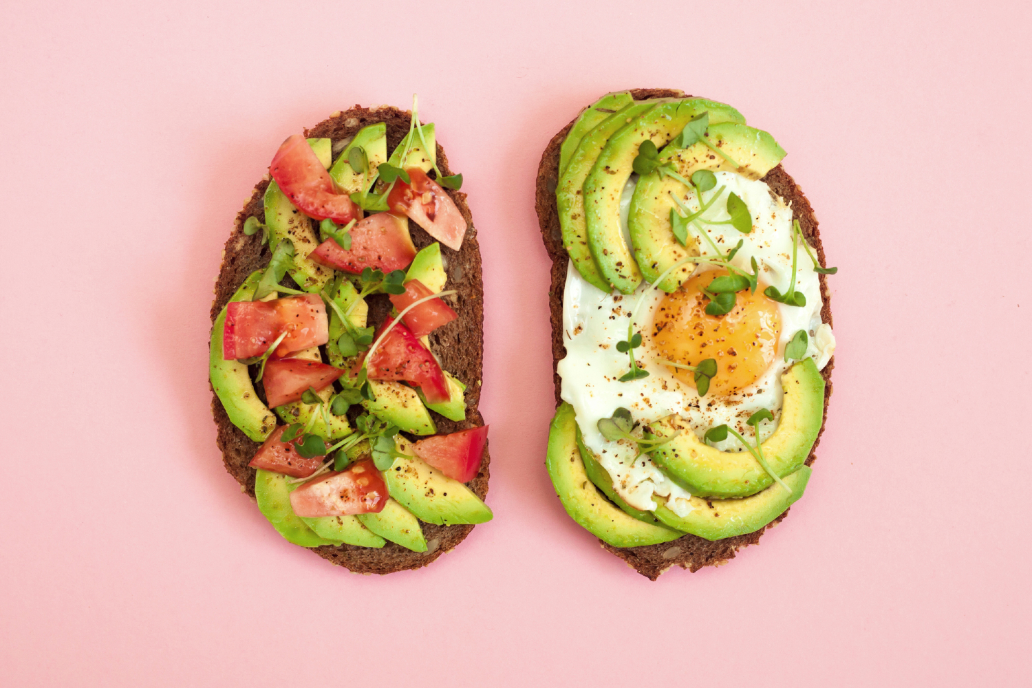 Avacado egg toast with tomatoes.