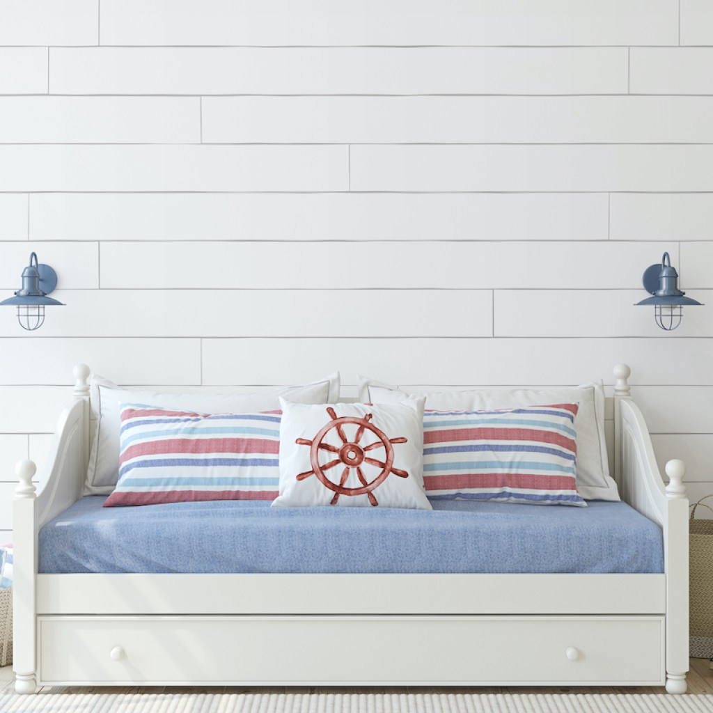 coastal decor daybed bench in light color palette