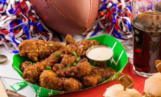 Football party chicken wings and dip